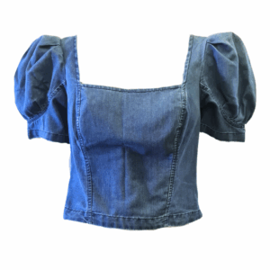 Cropped jeans com manga princesa