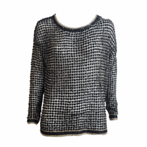 Blusa tricó preta com dourado