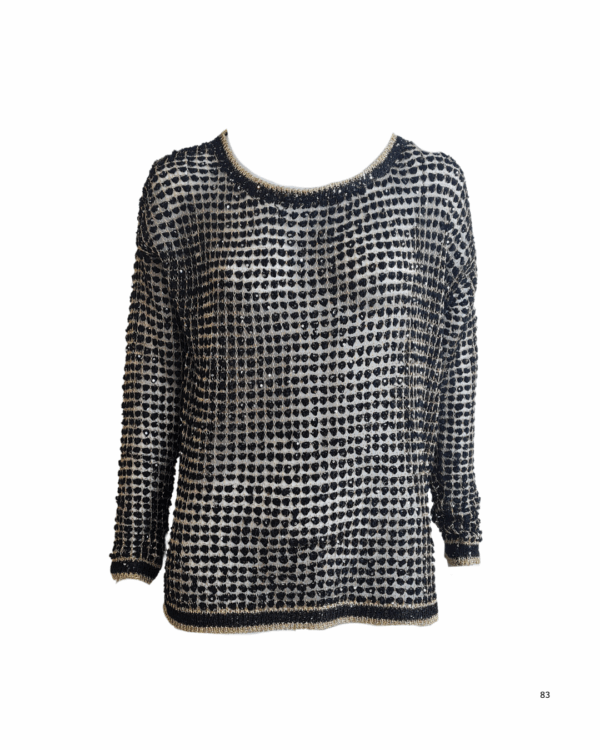 Blusa tricó preta com dourado